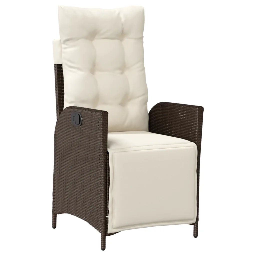 Set da Pranzo da Giardino 3pz con Cuscini in Polyrattan Marrone 3213413