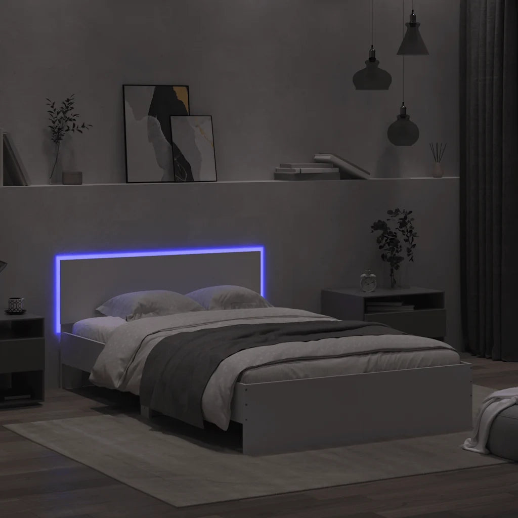 Giroletto con Testiera e LED Bianco 140x190 cm 3207623