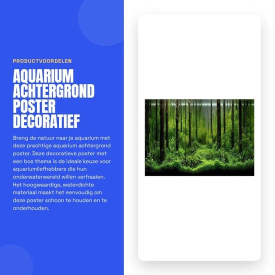 Decorazione per acquario - sfondo acquatico - adesivo - decorativo - tema bosco - 61x41cm - impermeabile - shockresistente