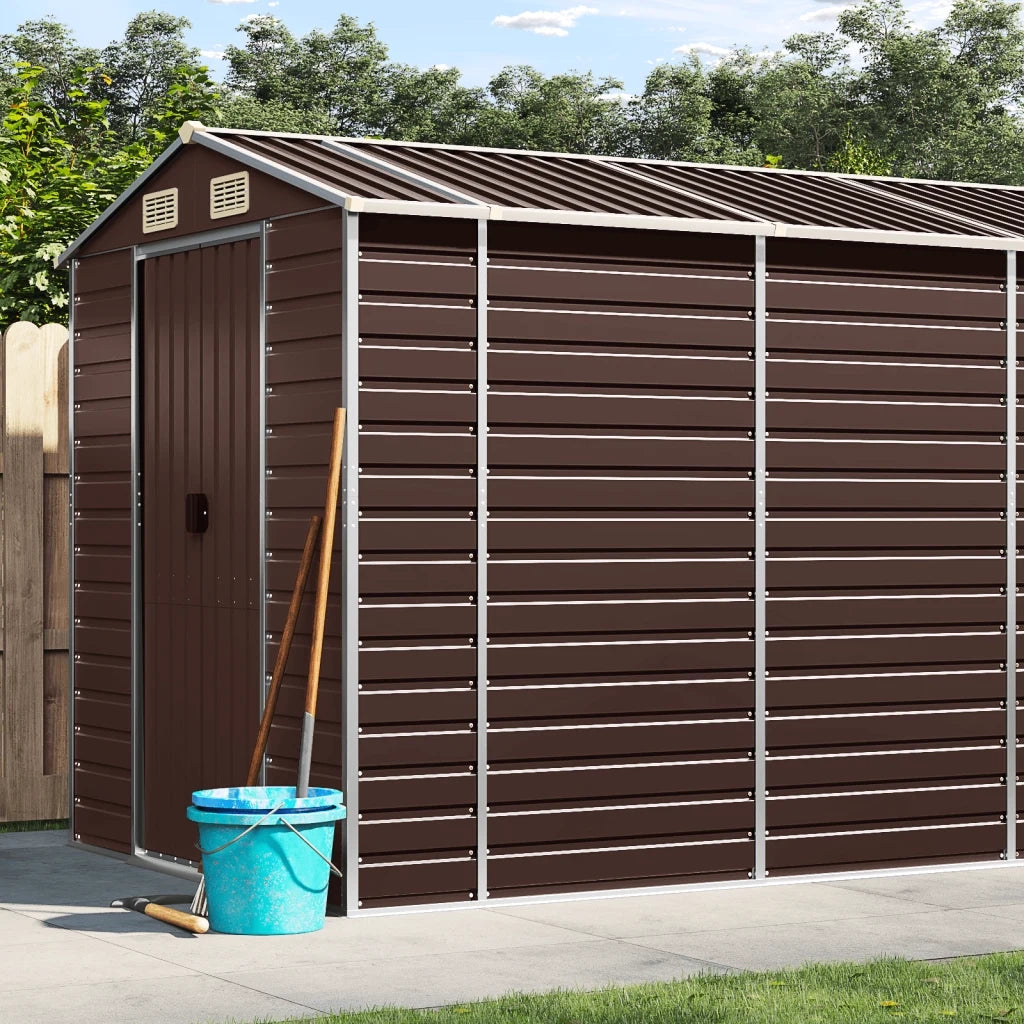 Casetta da giardino marrone 191x640x198 cm in acciaio zincato 3188270