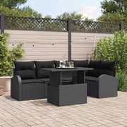 Set Divano da Giardino con cuscino 6 pcs Nero Poly Rattan 3357386