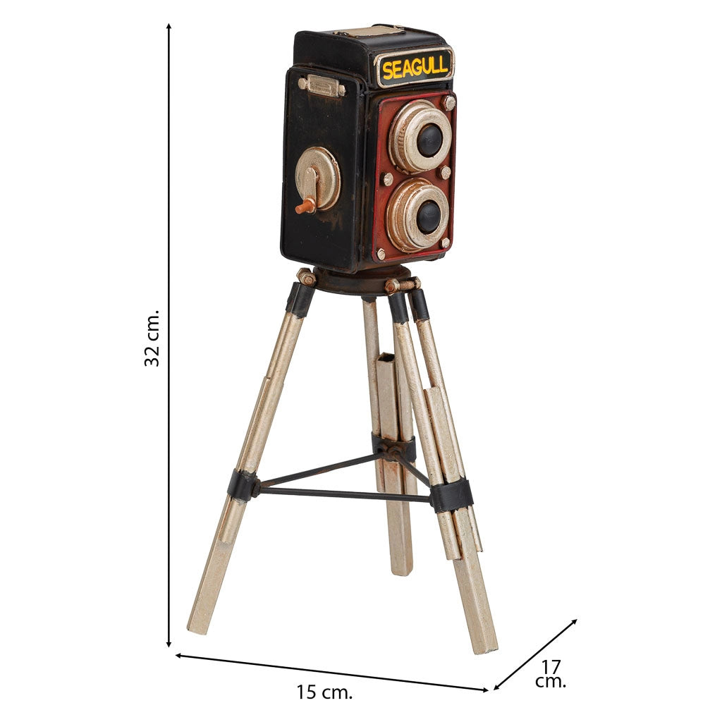 Telecamera in metallo marrone 17x15x32h