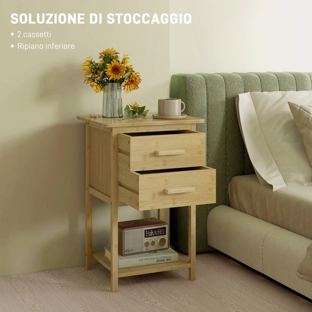 Comodini con 2 Cassetti e Ripiano ¨C Minimal ¨C Legno 40x34x60 cm