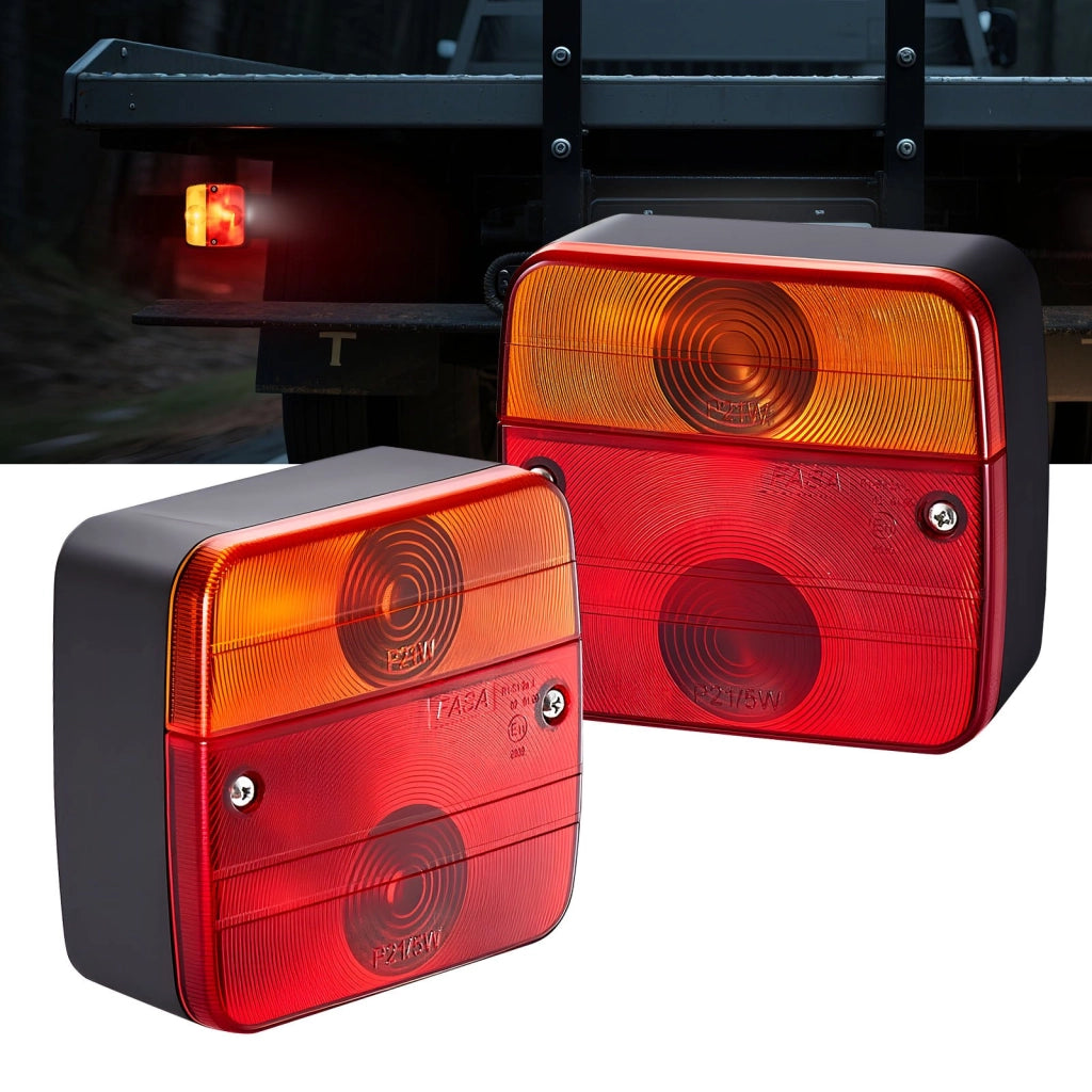 Kit 2 Pezzi Luci Posteriori Quadrate per Rimorchio 12V Multifunzionali Impermeabili IP54 con Cablaggio per Camion Barca Camper JH101