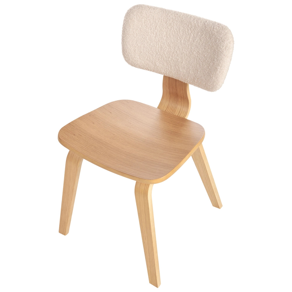 Set di 2 sedie da pranzo in legno chiaro e tessuto boucle di poliestere beige Gambe in legno di betulla Stile tradizionale retrò