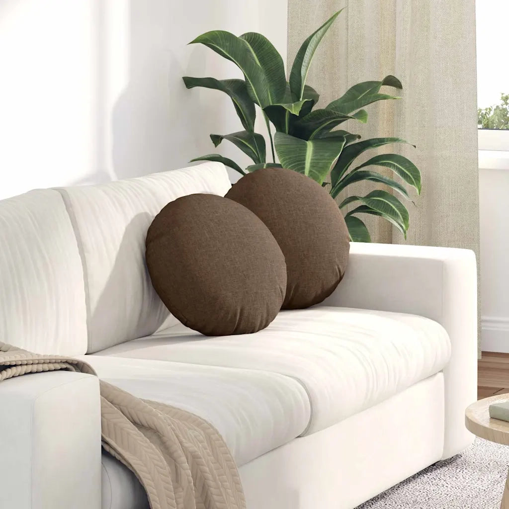Cuscini per Seduta 2 pcs Marrone Ø40 x 13 cm Tessuto 42014124