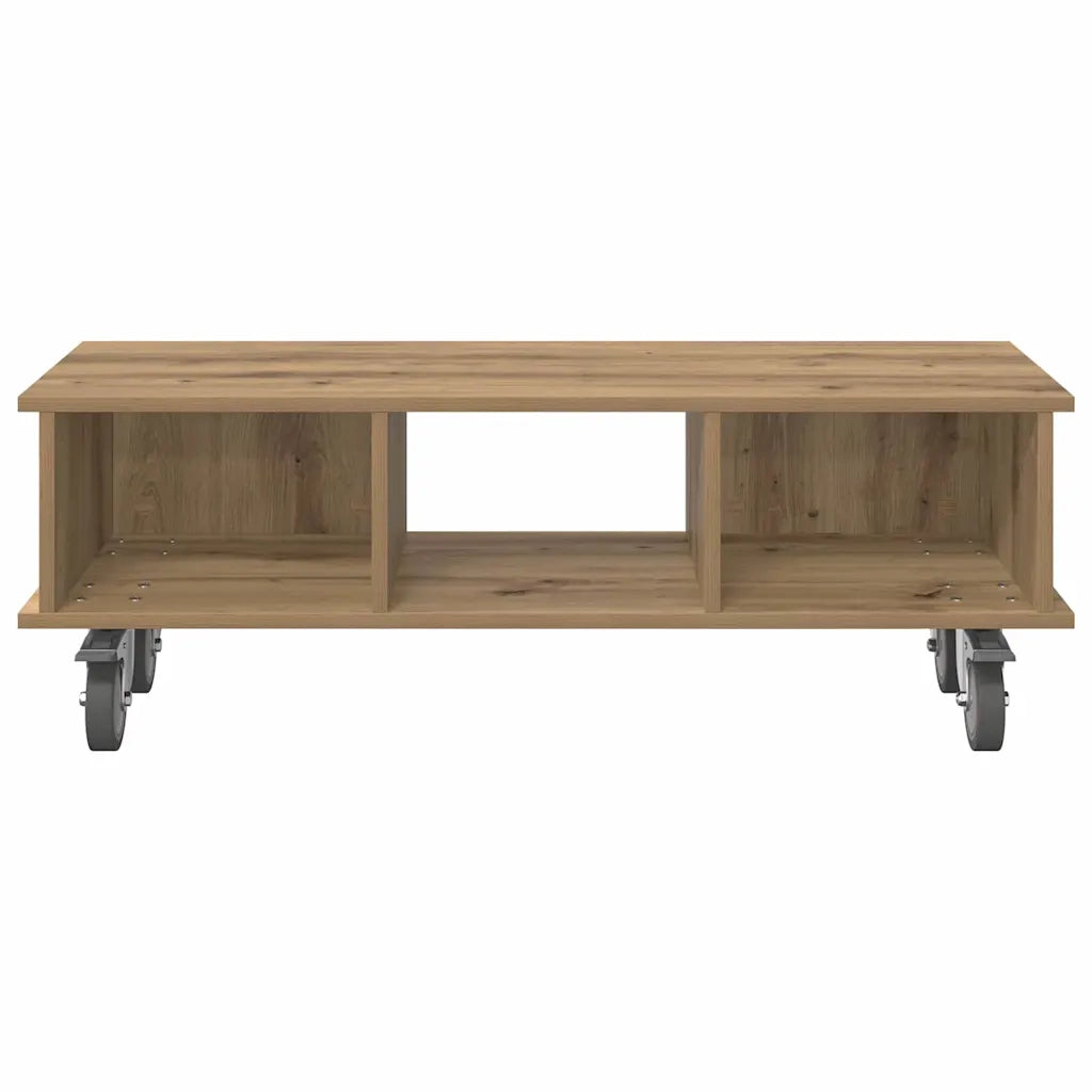 Mobile porta TV rettangolare funzionale per soggiorno 100 x 35 x 35 cm realizzato in legno di rovere composito artigianale 02_0054738