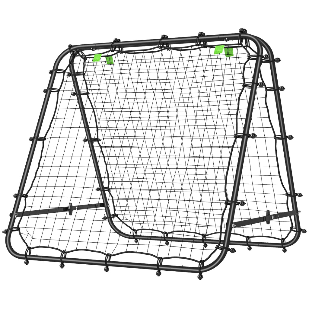 Rete da Calcio Rebounder Pieghevole con Angolazione Regolabile e Picchetti. in PE e Metallo. 100x95x90 cm. Nero
