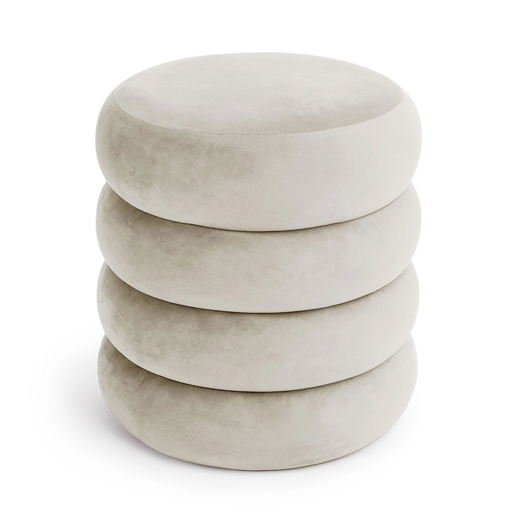 Pouf contenitore cilindrico in velluto 42 cm SNUGGO Crema