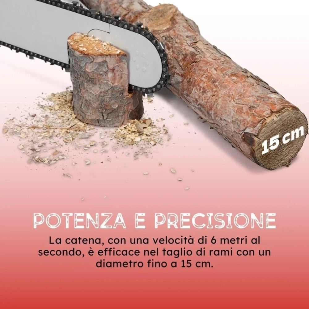 Trade Shop - Mini Motosega Elettrica A Batteria Ricaricabile 6" Per Potatura Giardino Giardinaggio -