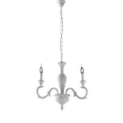 Fiorenza Lampadario in legno bianco shabby 3 luci 110 Ø43 BL172-3-BCO