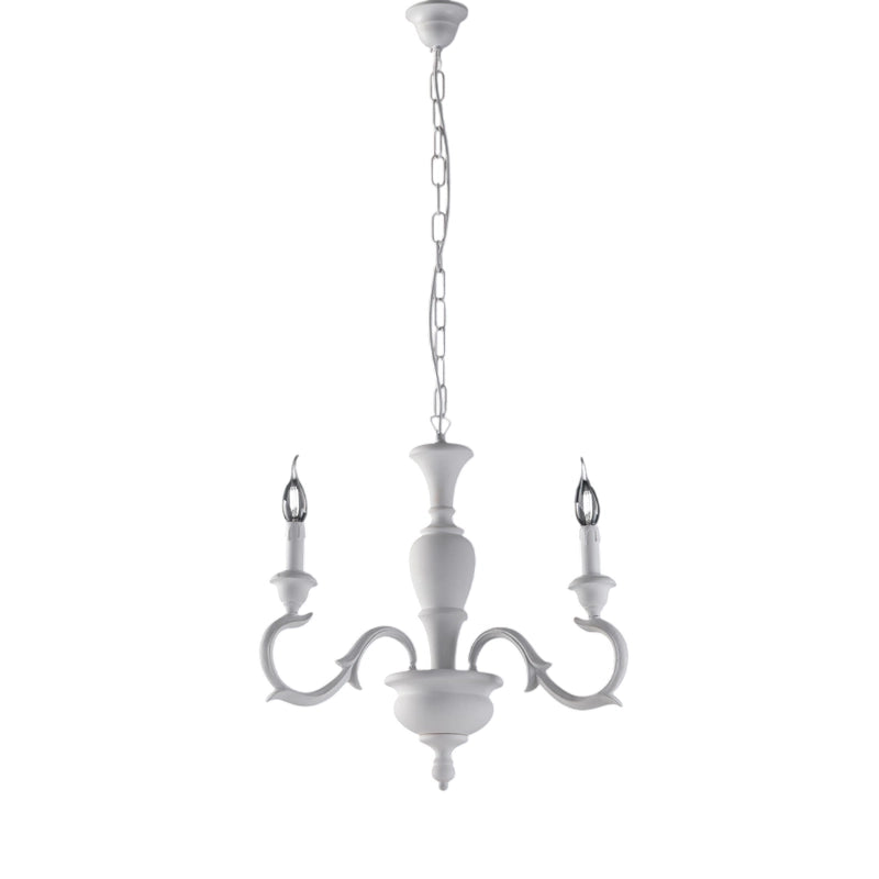 Fiorenza Lampadario in legno bianco shabby 3 luci 110 Ø43 BL172-3-BCO