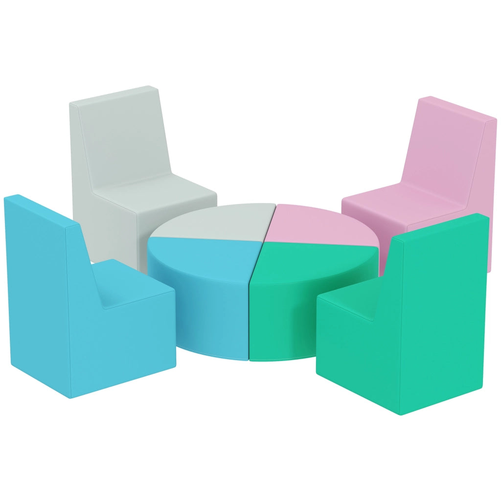 Set Blocchi Morbidi 8 Pezzi con Tavolo e Sedia ¨C Xylo ¨C Schiuma PU Multicolore per Bambini