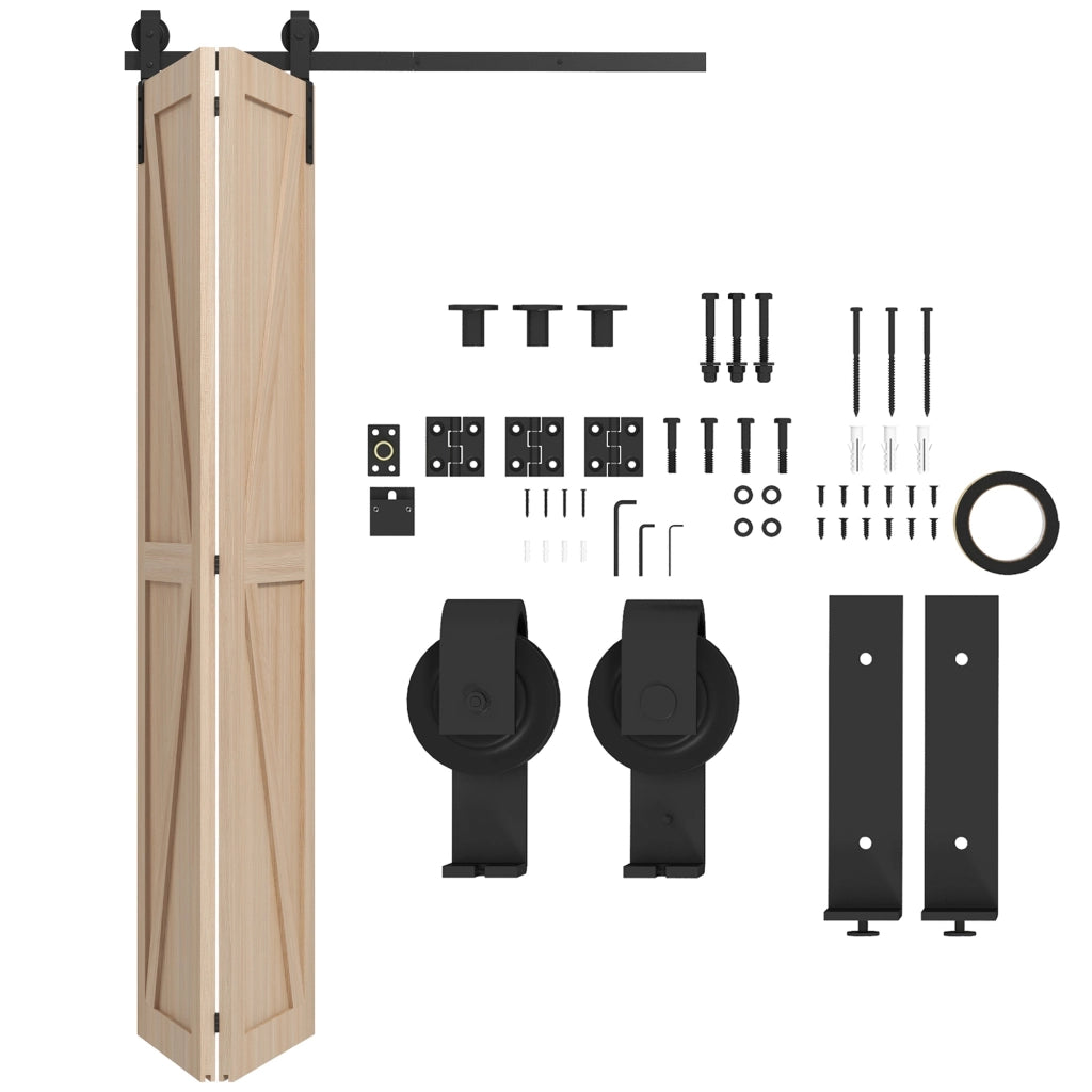 Kit per Porta Scorrevole Pieghevole in Acciaio al Carbonio Nero 122x0.5x4 cm