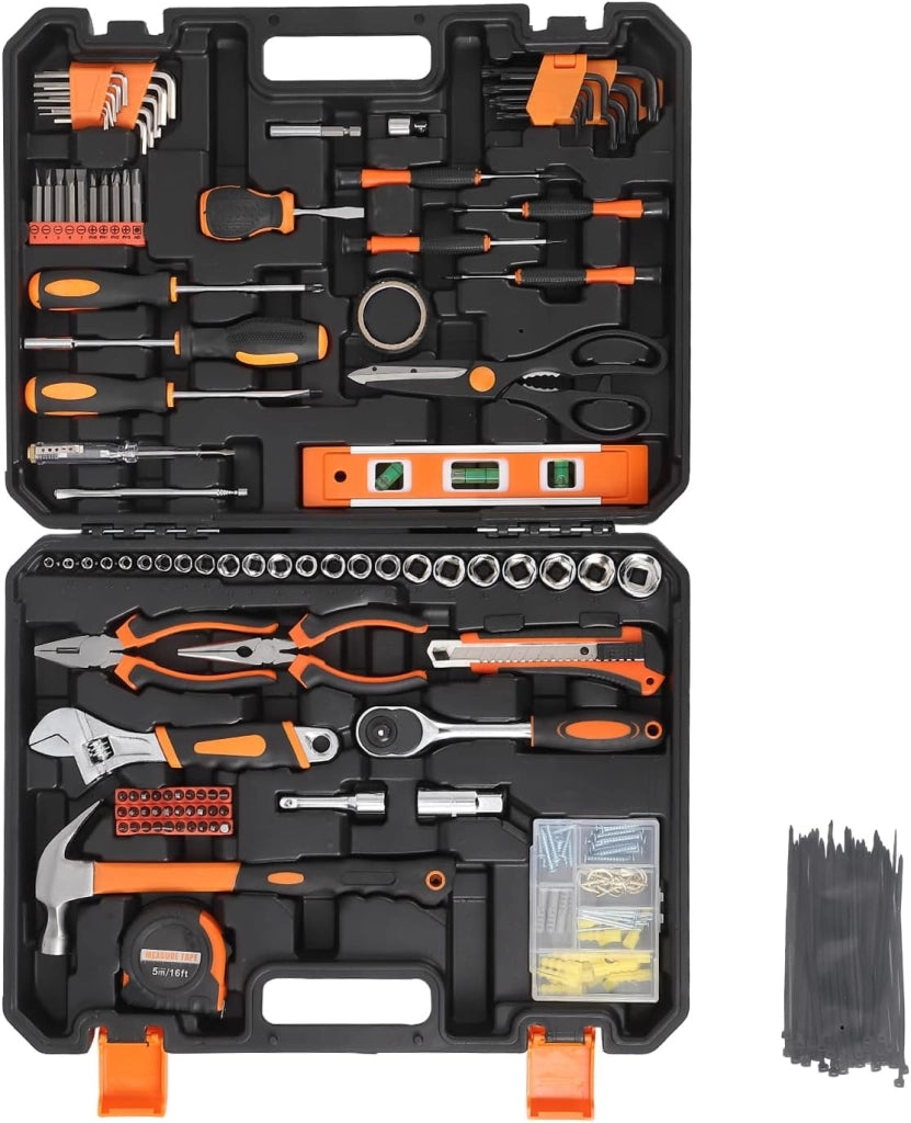 Set attrezzi da 247 pezzi + custodia trasporto - Kit manuale fai-da-te casa/garage/officina - Bussole; chiave a cricchetto; cacciaviti