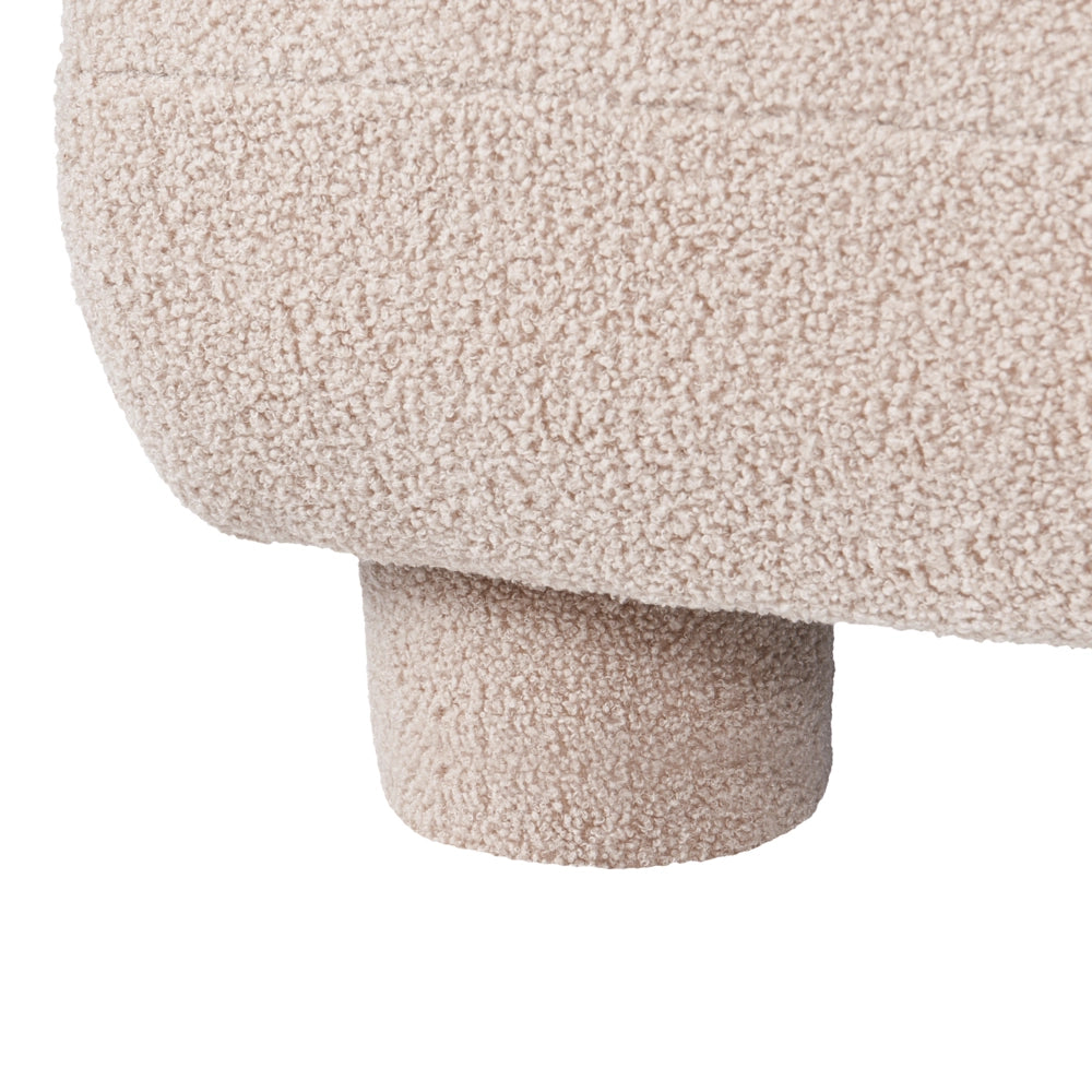 Poltrona modulare Bouclé a 1 posto, profilo ribassato senza braccioli colore beige