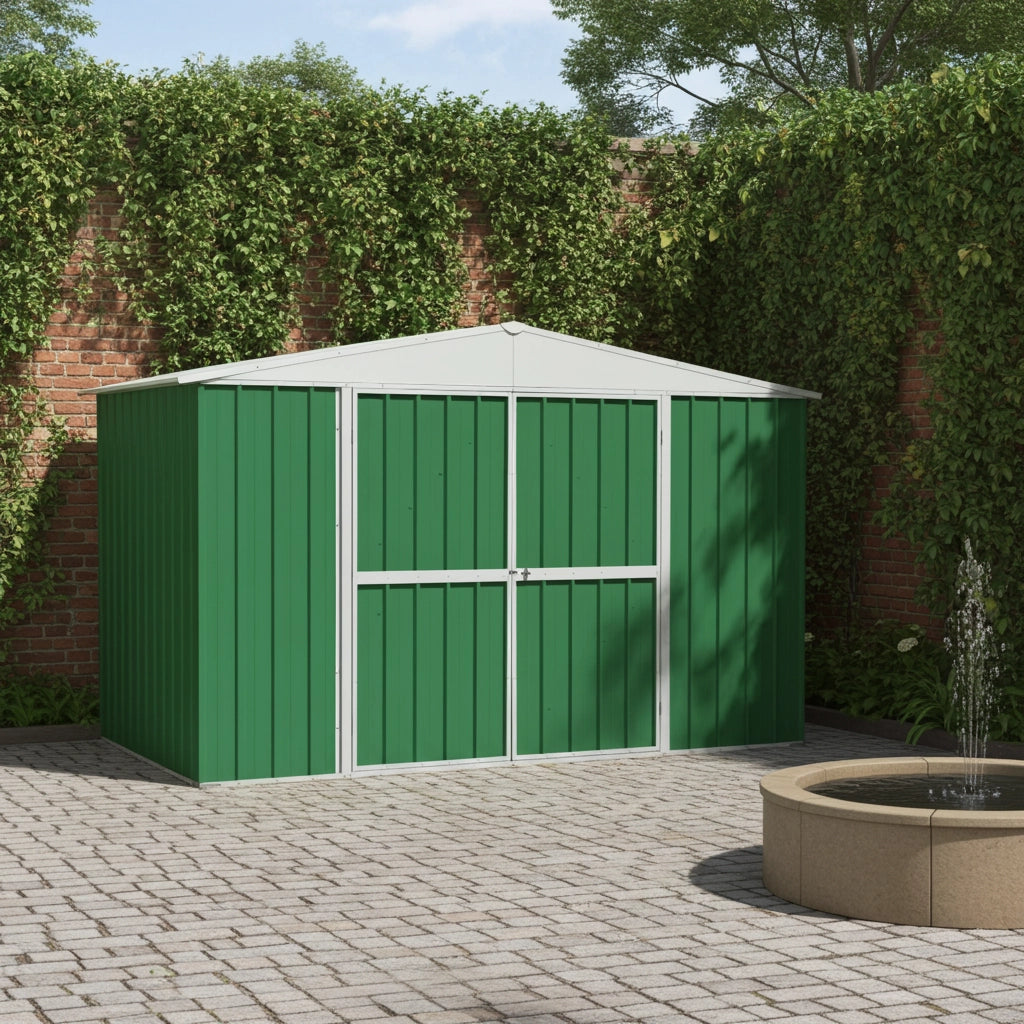 Box in Acciaio Zincato garage deposito attrezzi 360x260cm x h2.12m - 130KG - 9,36mq - VERDE