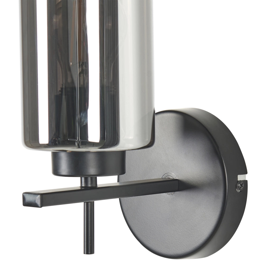 Lampada da terra Grigio e nero con base in ferro e paralume fumé in vetro Punto luce singolo Accessori per la casa Illuminazione