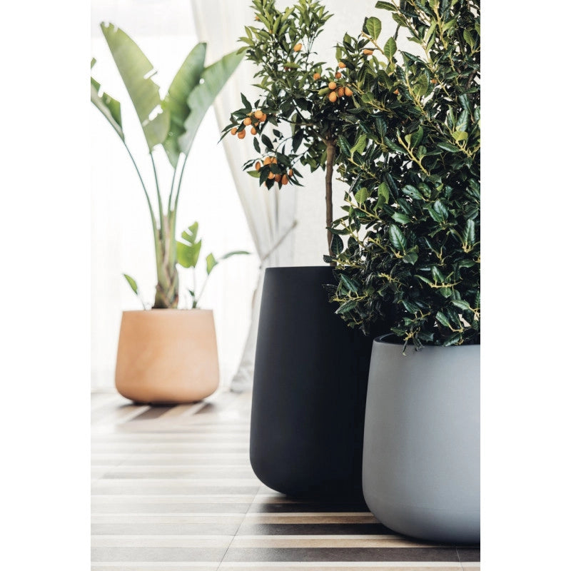 Vaso moderno di design Ø53 H55 in polimero antracite resistente per interno ed esterno - Made in Italy - Monacis