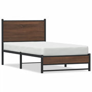 Letto singolo | Letto per adulti | Giroletto senza Materasso in Metallo Rovere Marrone 90x200 cm