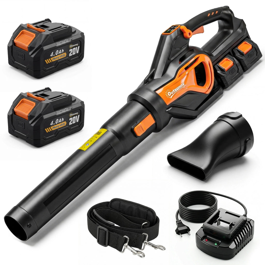 Soffiatore Foglie Senza Fili 900W 36V con Motore Brushless e Batteria 2x4.0Ah ¨C Minimal ¨C Arancione e Nero