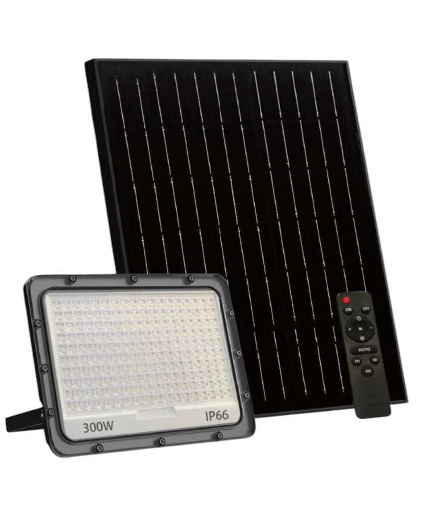 Faro LED da esterno con pannello Solare IP66 con Telecomando Luce Regolabile fredda calda naturale 3000K/4000K/6500K Sensore Crepuscolare 60W 120W 180W 240W 300W Watt: 300W