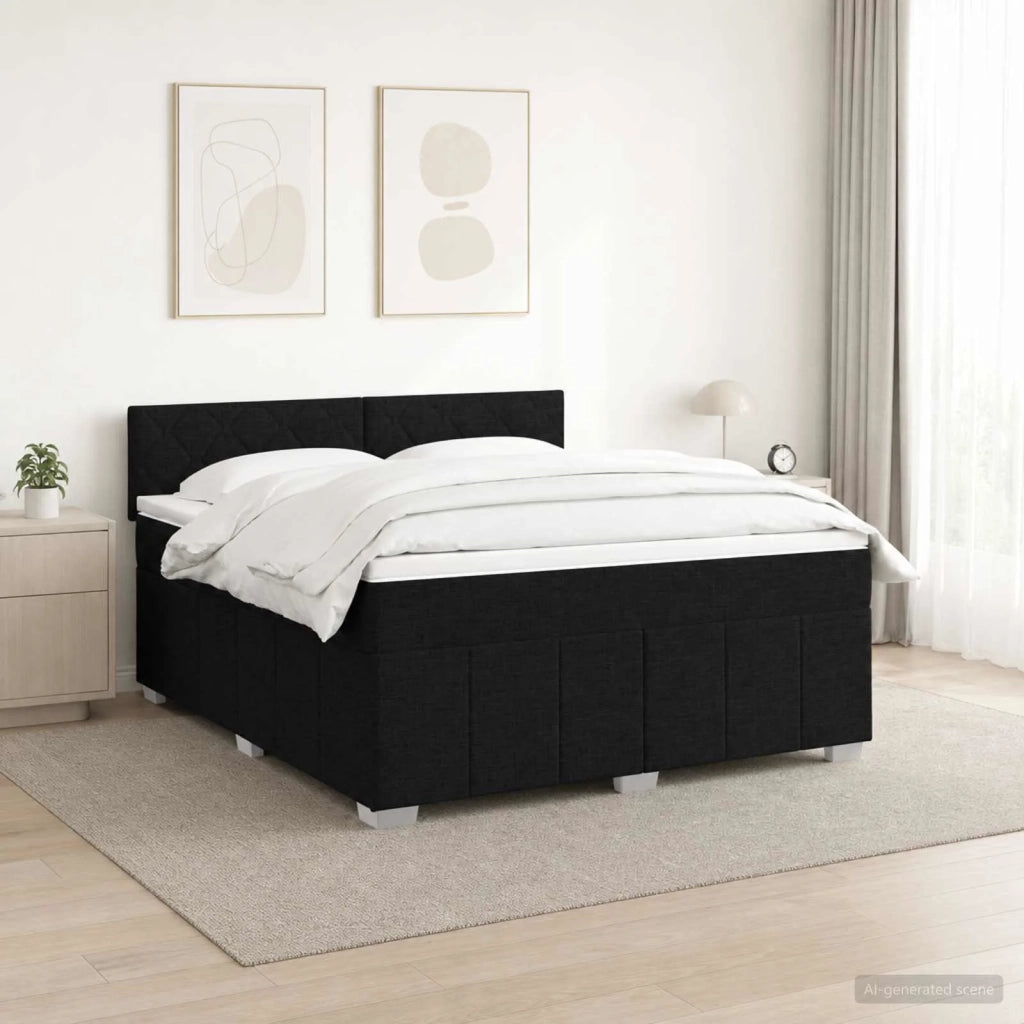 Letto box spring con materasso Nero 140 x 200 cm Tessuto 3452700