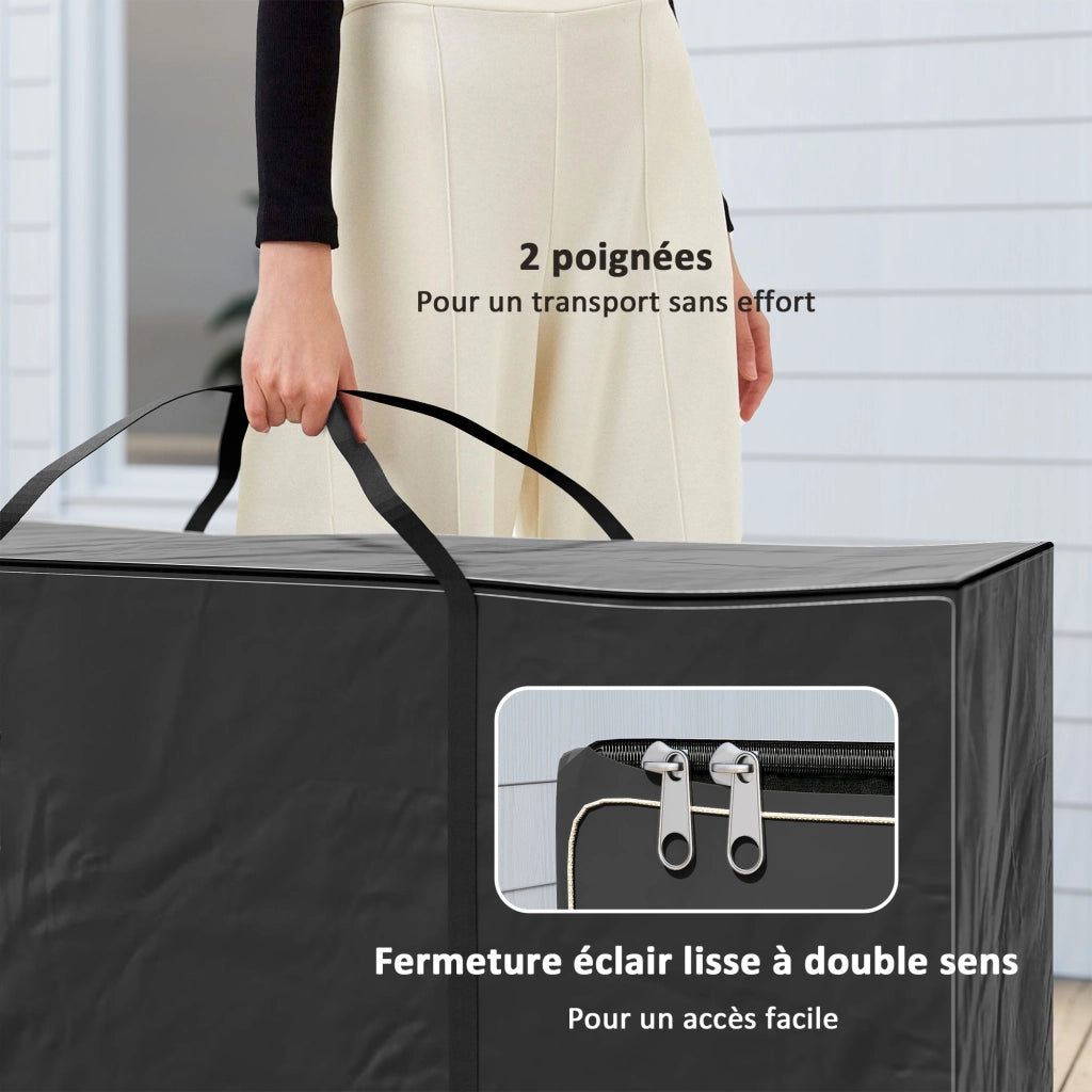 Custodia per cuscini da giardino ¨C Xylo ¨C tessuto Oxford nero 175x55x75 cm