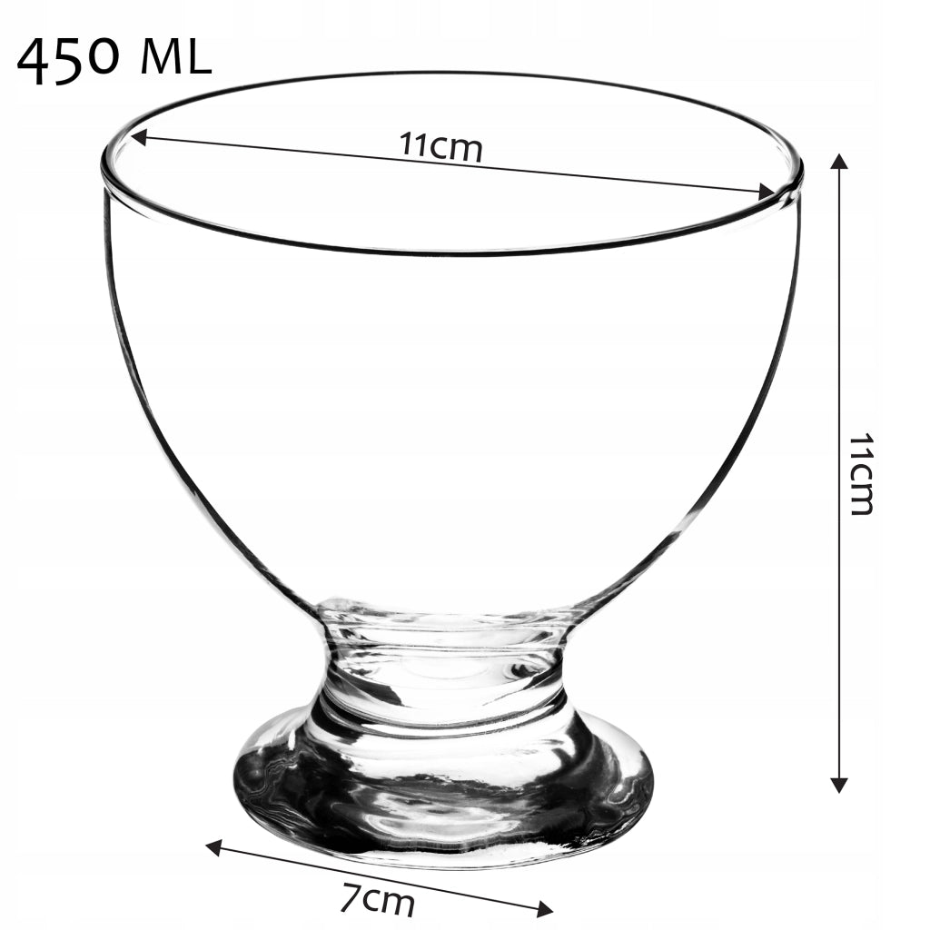 Coppette da dessert KADAX per gelato, 450 ml, 6 pezzi, in vetro + paletta.