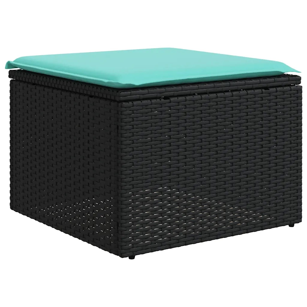 Set Divani da Giardino 9 pz con Cuscini Nero in Polyrattan