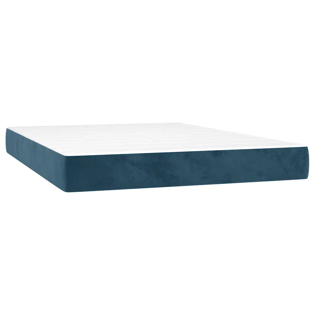 Letto a Molle con Materasso e LED Blu Scuro 140x190 cm 3134463