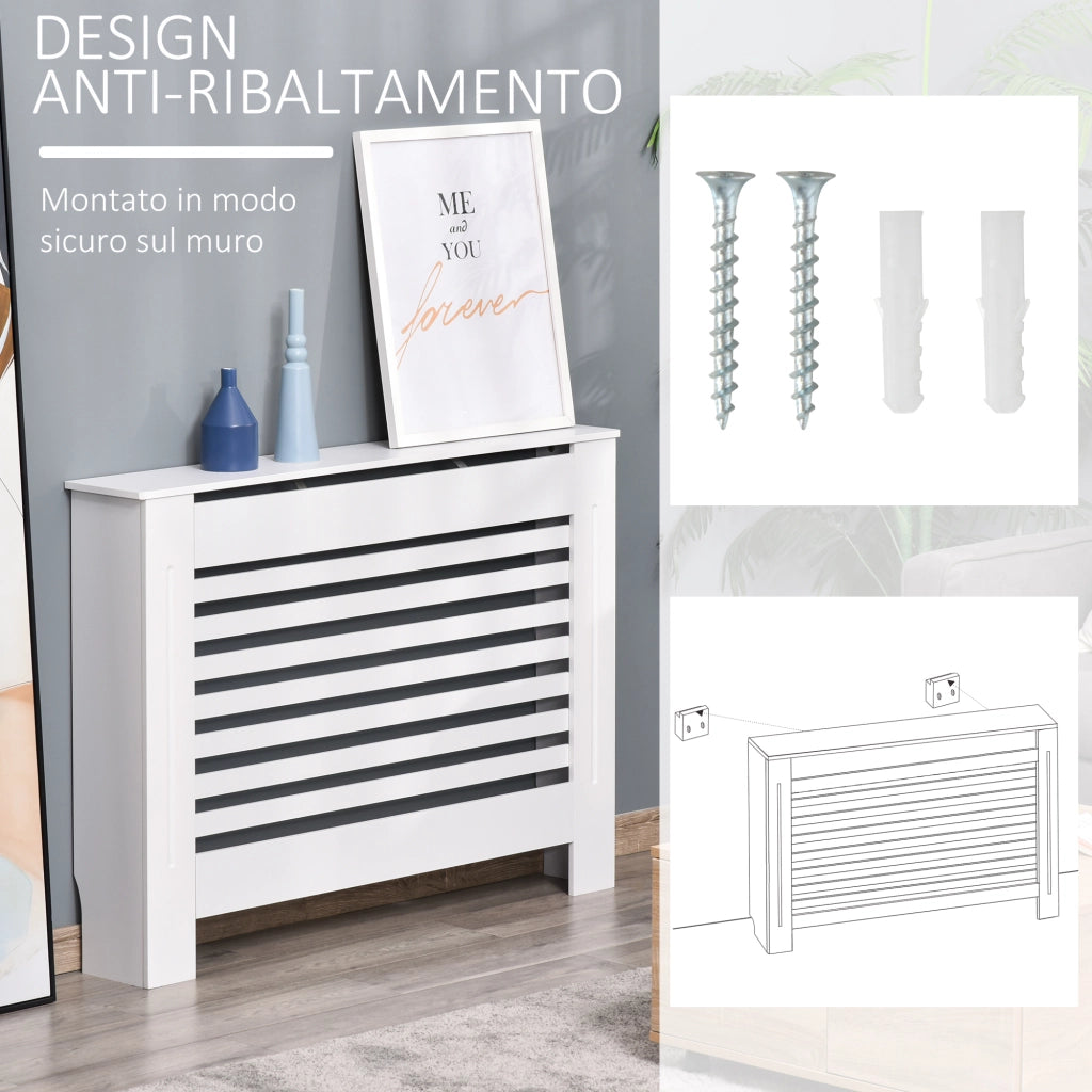 Copritermosifone in Legno Bianco ¨C Minimal ¨C 112x19x81 cm