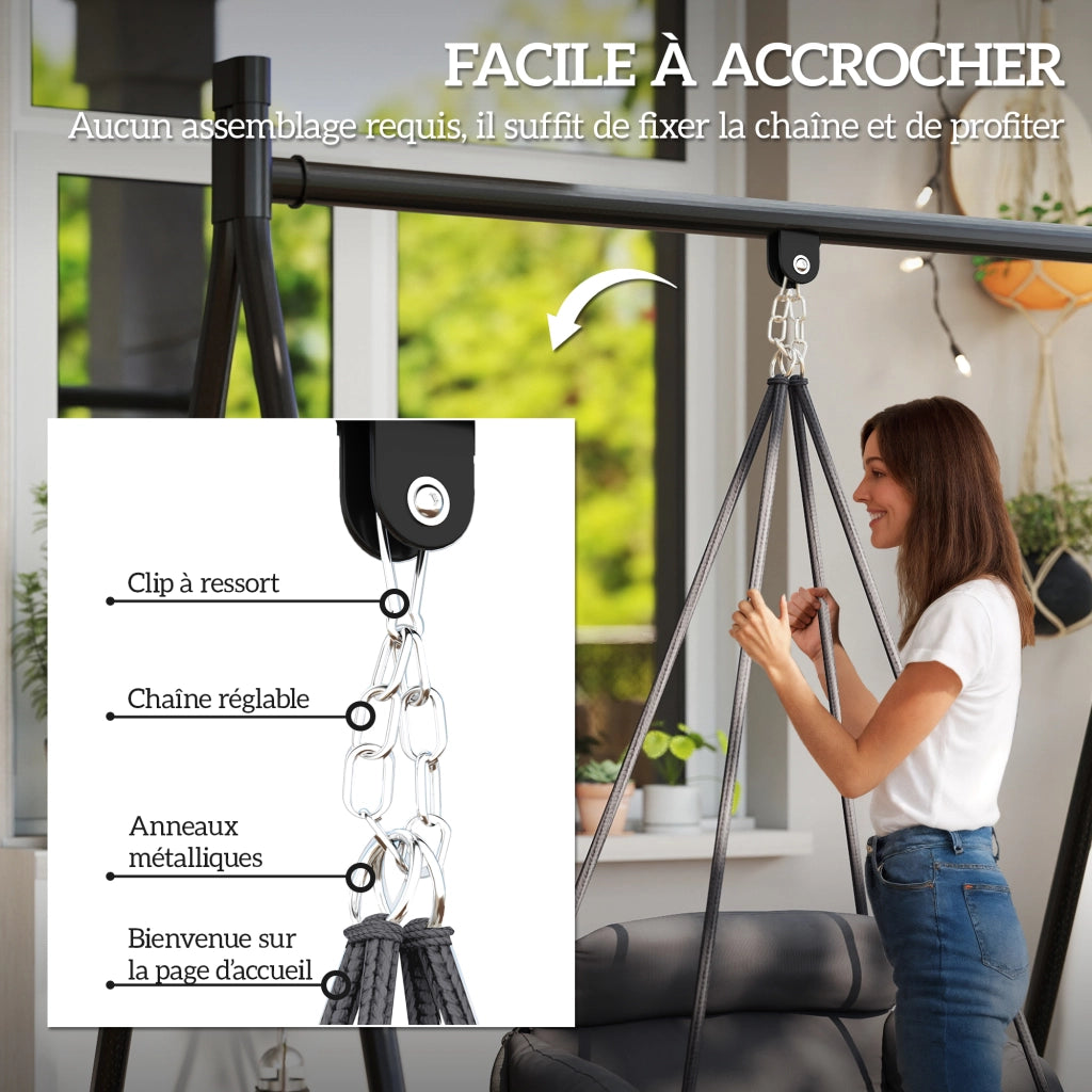 Poltrona sospesa con cuscino grande ¨C Minimal ¨C grigio scuro 80x60x40 cm