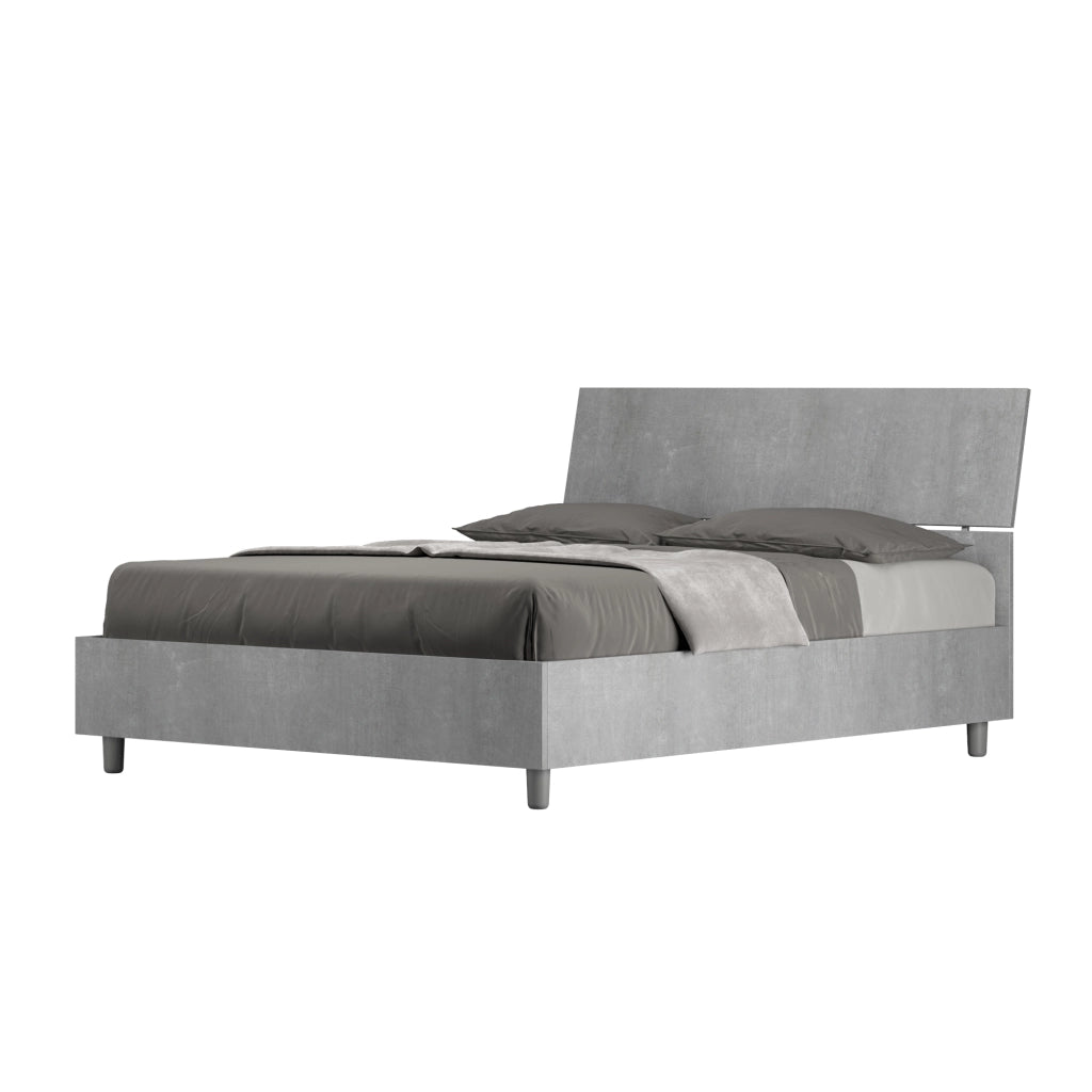 BS COM Letto matrimoniale francese contenitore 140x200 testata inclinata cemento