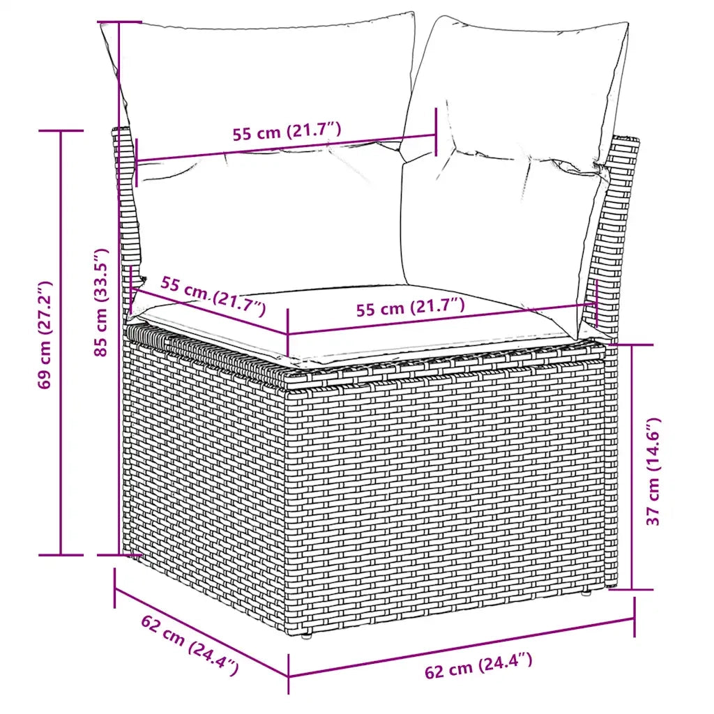Set Divano da Giardino 6pz con Cuscini Grigio Chiaro Polyrattan 3222541