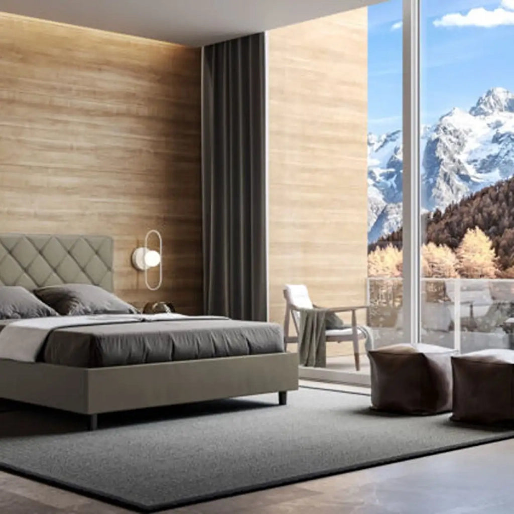 Letto matrimoniale senza rete imbottito 160x190 similpelle cappuccino Priya
