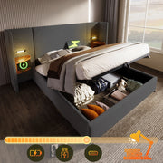 Set camera – 160x200 cm – comodino luce USBC contenitore – lino grigio