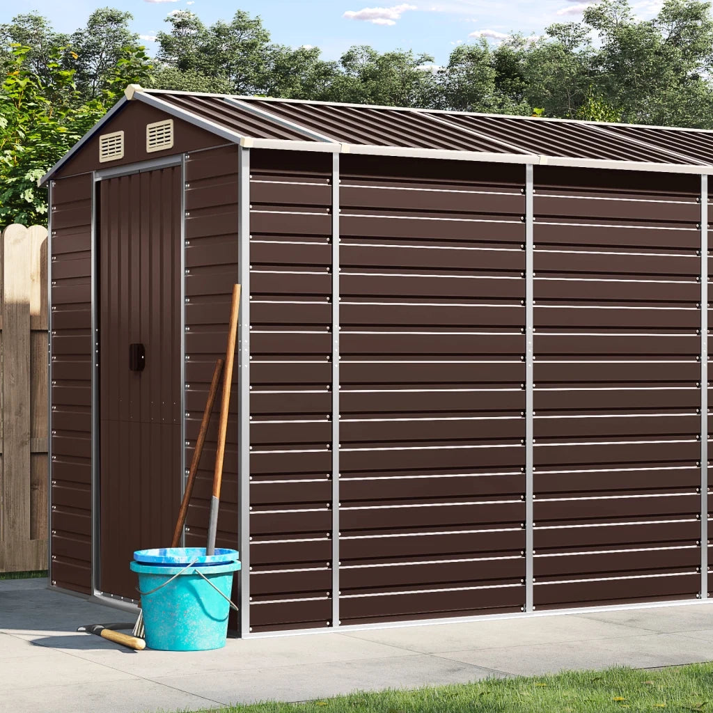 Capanno da Giardino Marrone 191x725x198 cm in Acciaio Zincato 3188271