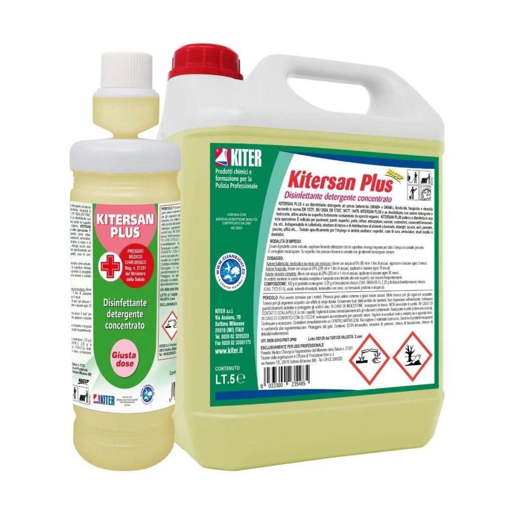 KITERSAN PLUS Disinfettante Detergente Sanificazione Ambienti Ospedali HACCP | Kiter, Formato da 1L