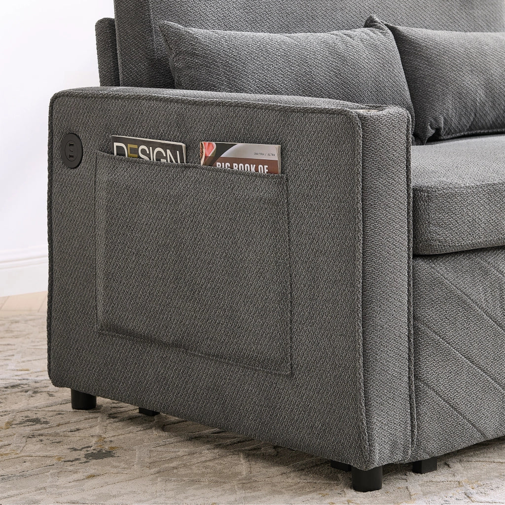 Divano Letto 2 Posti con USB ¨C Xylo ¨C Grigio Scuro