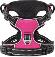 Harnas per cani, harnas senza tirare per cani di taglia media, con pelo, respirante, regolabile, riflettente, anti-pull con maniglia imbottita, rosa, XL