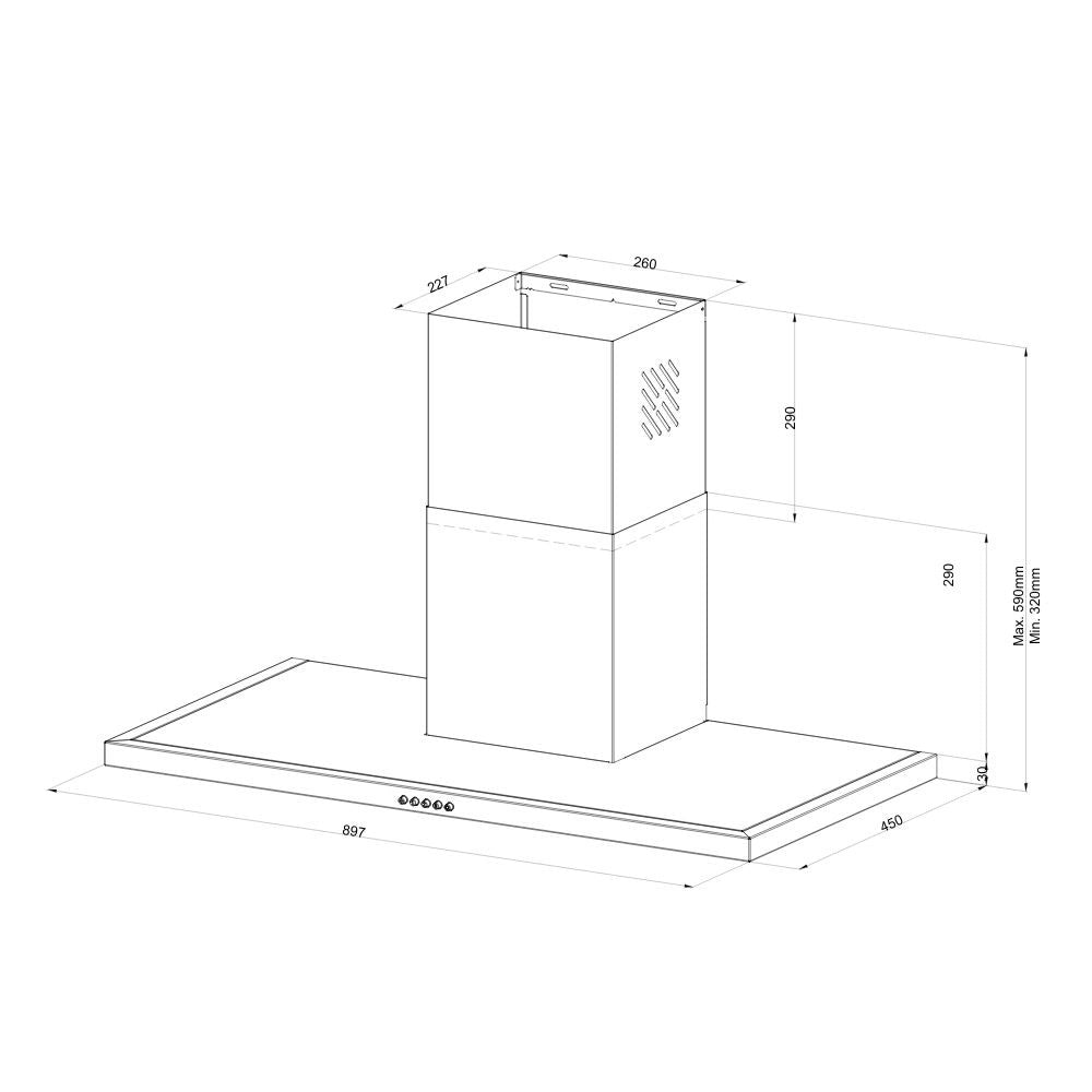 Cappa da parete acciaio inox Embla9023 Samet