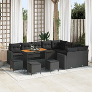 Set Divano da Giardino con cuscino 14 pcs Nero polyrattan 3363609
