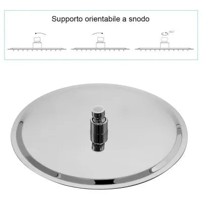 Kit doccia incasso cromato completo di soffione 25 cm inox e kit doccetta Recta