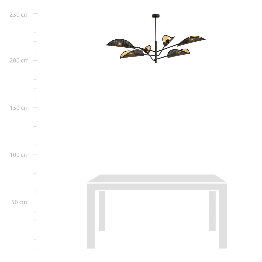 Lampadario Emibig Vene 6 luci E14 nero-oro 102x51cm