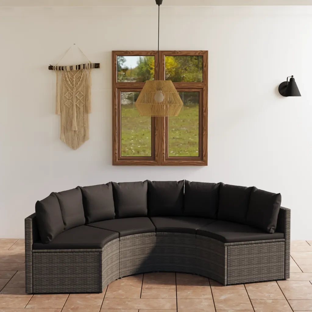 Set Divani da Giardino 4 pz con Cuscini in Polyrattan Grigio 3064911
