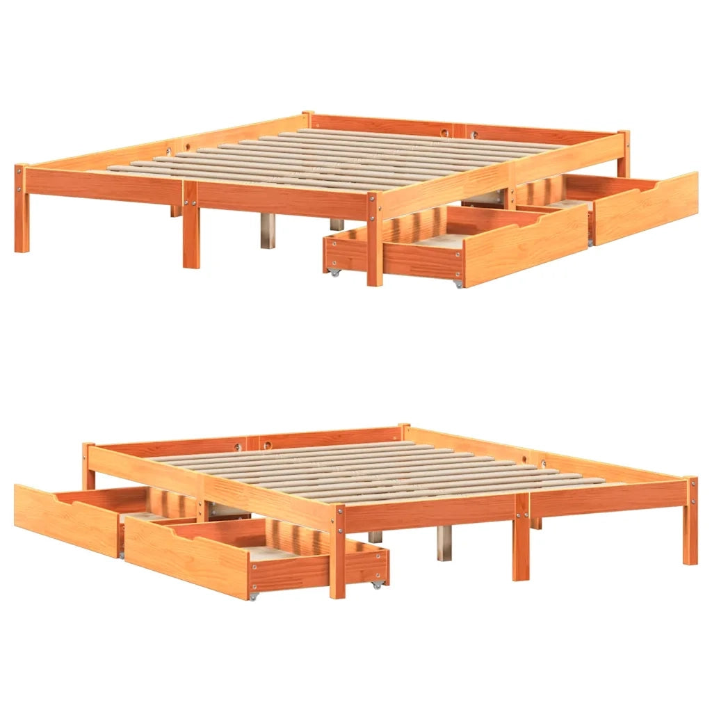 Letto matrimoniale | Letto per adulti | Letto senza Materasso Marrone Cera 120x200 cm in Legno di Pino
