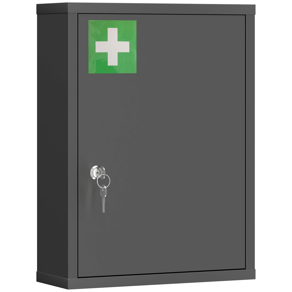 Armadietto farmacia da parete con serratura ¨C Xylo ¨C acciaio nero 40x15x53,5 cm