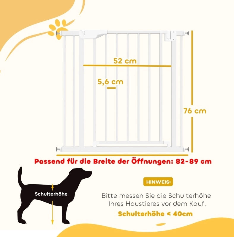 Cancelletto di sicurezza per bambini 76-89 x 76 cm in acciaio bianco senza foratura –