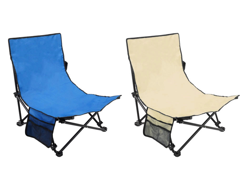 Sedia da Spiaggia Spiaggina Pieghevole con Tasche Gallipoli 64x52x67 cm in Tessuto Oxford Colore Casuale